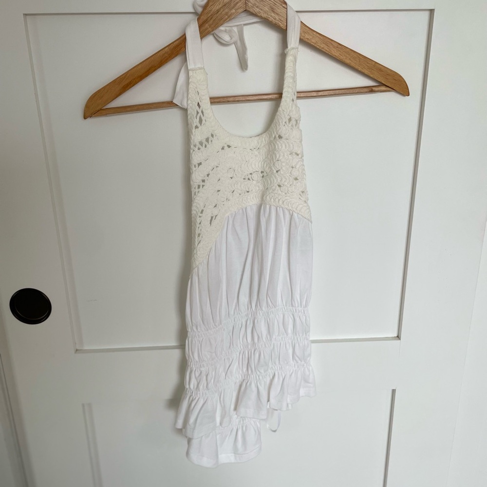 BB Dakota Pale Pink Crochet Halter Dress